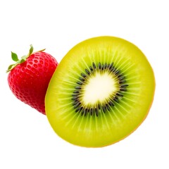 Fresh and Vibrant Kiwi and Strawberry Fruit Composition on White Background