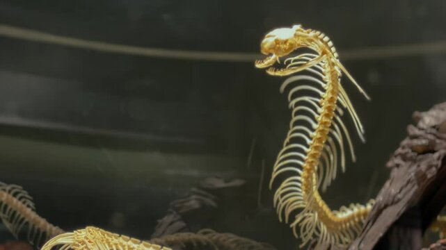 The real skeleton of the king cobra is on display in the Museum of Thailand. Space for text.