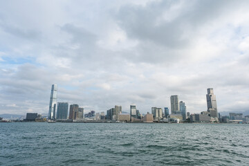 Obraz premium 湾仔から見る香港九龍のウオーターフロント