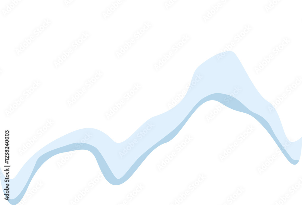 Poster light blue layered abstract wavy shape with curves and smooth lines creating a modern and minimalist
