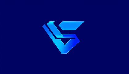 A futuristic blue letter V and S logo with a modern digital design, featuring a sleek and abstract geometric style, perfect for branding, technology, and corporate identity.