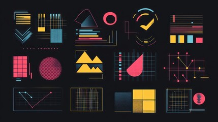Data visualization charts, graphs, screen, technology, abstract, background, design, infographic
