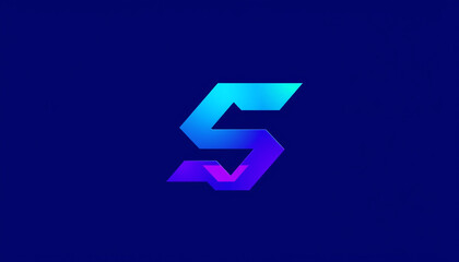 Obraz premium A modern and futuristic letter S logo in glowing blue and purple shades, designed in a digital abstract style, perfect for branding, business identity, and high-tech applications.