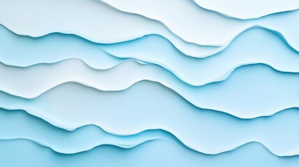 Fototapeta premium Abstract Blue Wave Paper Texture Background Design Modern Pastel Color Palette Undulating Layers Smooth Surface