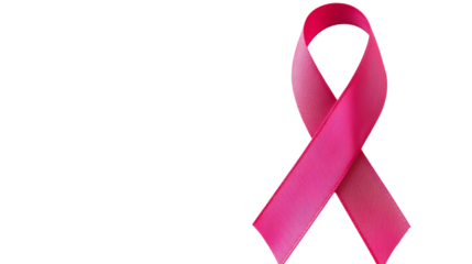 Pink ribbon representing breast cancer awareness on transparent background