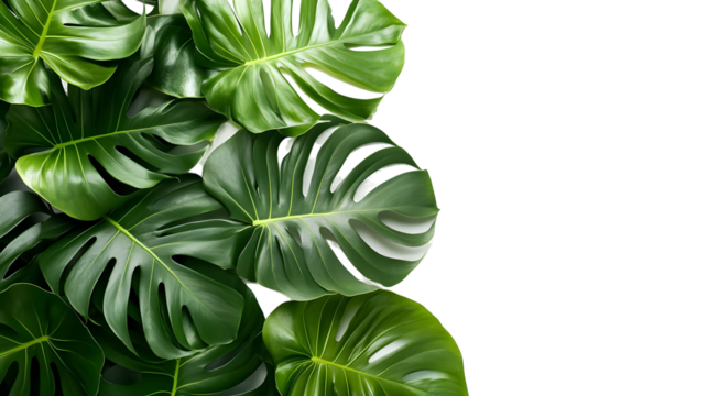 green leaves of a tropical plant isolated on white background 