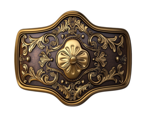 Elegant cowboy belt buckle featuring intricate floral designs and polished gold finish, perfect for western fashion enthusiasts
