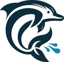 dolphin logo vector art, jumping dolphin