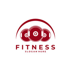 Obraz premium Barbell logo design template. Fitness and Gym Logo Design Vector
