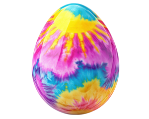 Colorful tie dye Easter egg with vibrant patterns and bright colors