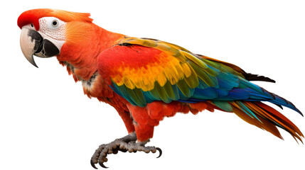 Obraz premium Scarlet macaw parrot standing on transparent background