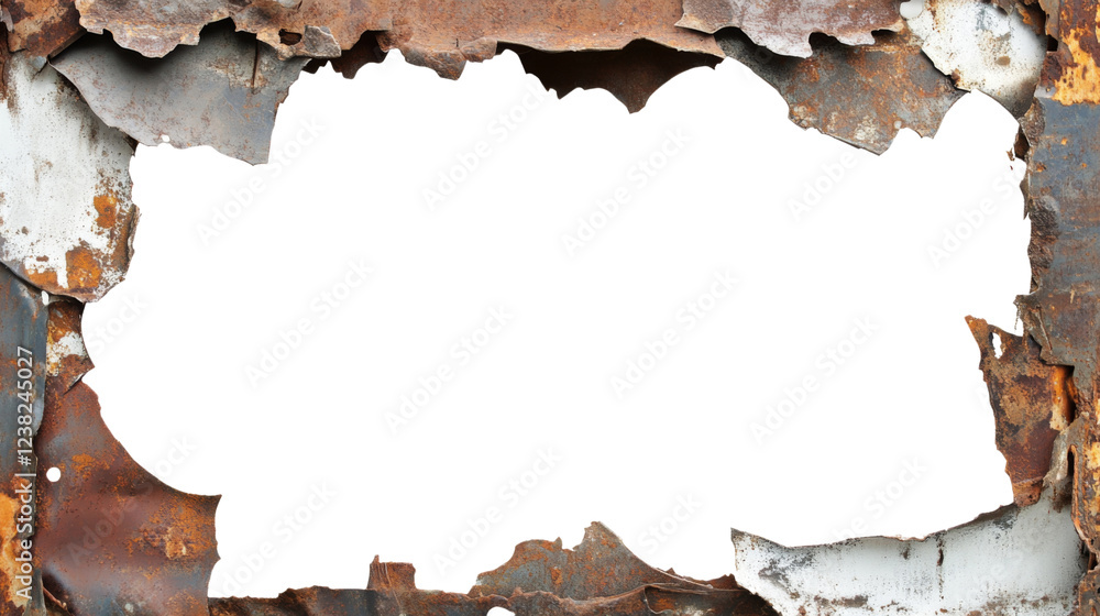 Poster rusty metal frame creating a transparent window effect