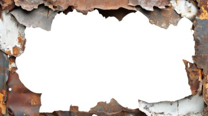 Rusty metal frame creating a transparent window effect
