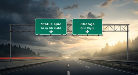 Highway Crossroads Status Quo Vs Change Decision Image