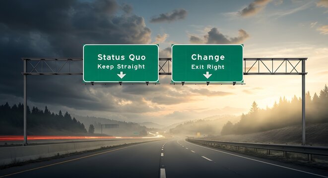 Highway Crossroads Status Quo Vs Change Decision Image
