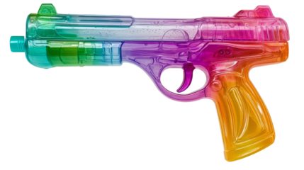 Colorful transparent water gun isolated on transparent background