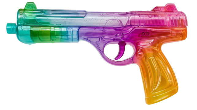 Colorful transparent water gun isolated on transparent background
