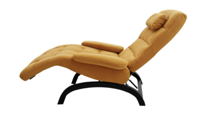 Modern yellow recliner chair on transparent background promoting relaxation and comfort