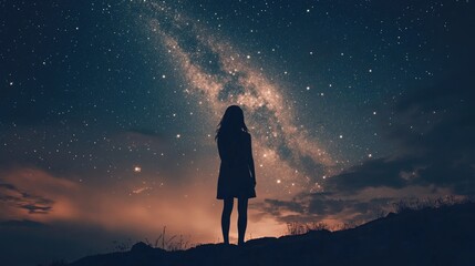 Obraz premium A shining star in a dark sky, representing the brilliance of womena??s achievements.