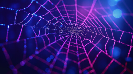 Abstract artistic representation of glowing neon lines forming an intricate geometric web