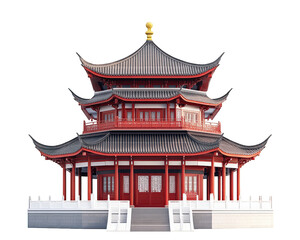 Fototapeta premium Traditional Chinese temple with ornate architecture and vibrant colors, showcasing cultural heritage and historical significance