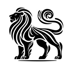 Majestic Lion: A Black and White Abstract Animal Art Design