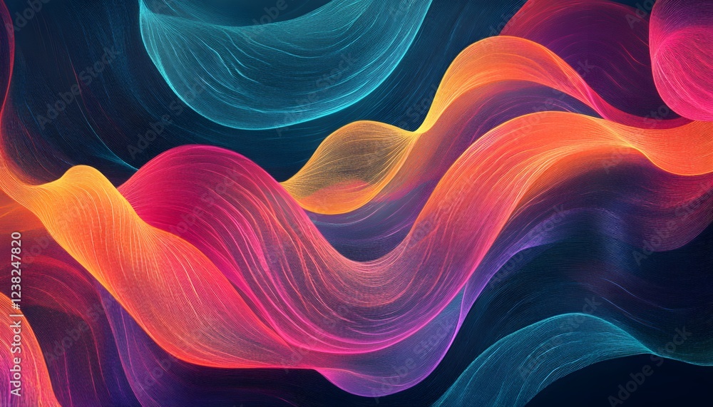 Poster abstract colorful waves flowing dynamically