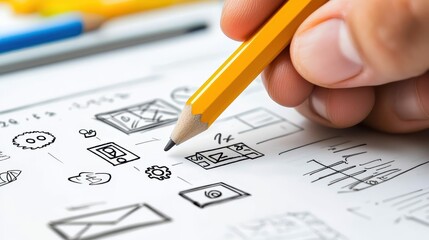 Closeup of artist's hand drawing with pencil, sketching on paper, art in progress, creative process unveiled