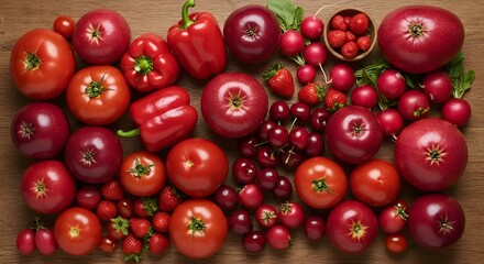 Red Fruits and Vegetables Collection Stunning Flat Lay Photography