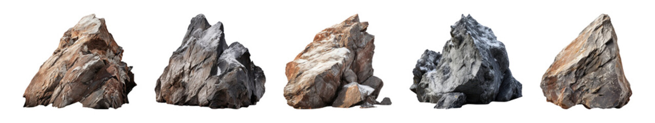 Nature stone png cut out element set, transparent background