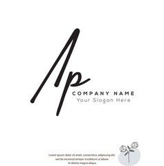 Obraz premium A P AP Initial letter handwriting and signature logo. Beauty vector initial logo .Fashion, boutique, floral and botanical