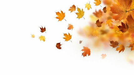Vibrant Autumn Leaves Floating Gracefully in the Air, Capturing the Warmth and Beauty of the Fall Season in a Soft, Ethereal Atmosphere