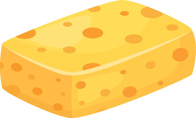 Block of tasty yellow cheese with many holes isolated on white background representing a healthy and nutritious dairy product, ideal for cooking and snacking