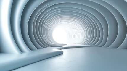 Naklejka premium Futuristic tunnel, light at end, abstract design, pathway