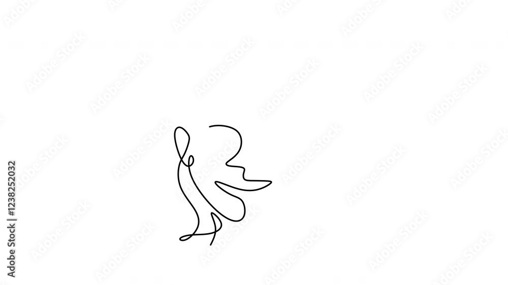 Aufkleber continuous one line drawing animation abstract face. abstract woman face one line drawing. portrait 