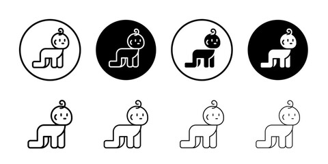 Crawling baby icon Vector logo outline