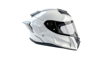 White motorcycle helmet isolated on transparent background