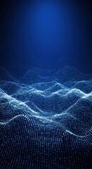 Naklejka premium Digital landscape of flowing lines of binary code arranged to form a glowing wave ideal for tech-inspired designs