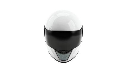 Fototapeta premium White motorcycle helmet with black visor on transparent background