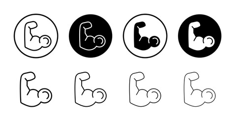 Man have strong muscles icon Vector logo outline