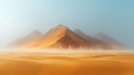 Sunrise Over Golden Sand Dunes in a Tranquil Desert Landscape. Generative AI