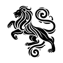 Majestic Lion: Black and White Abstract Animal Design. Perfect for tattoo, graphic design, and wildlife art lovers. This regal symbol of strength and power is a captivating piece.