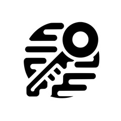 Abstract Key Icon: Digital Access, Technology, and Security Concept.  A minimalist vector graphic design symbolizing information access and network security.