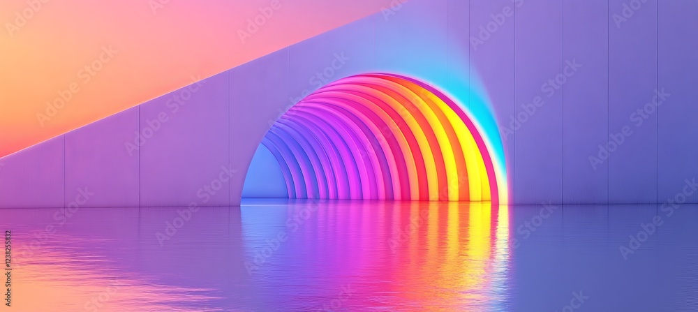 Poster neon tunnel of light, a colorful abstract vector graphic showing a spectrum of color and shapes