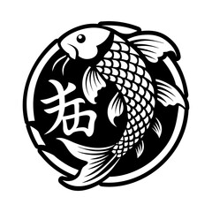 A solid style icon of koi fish symbol