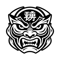 Okame mask icon in glyph style