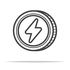 Energy token coin outline icon transparent vector isolated