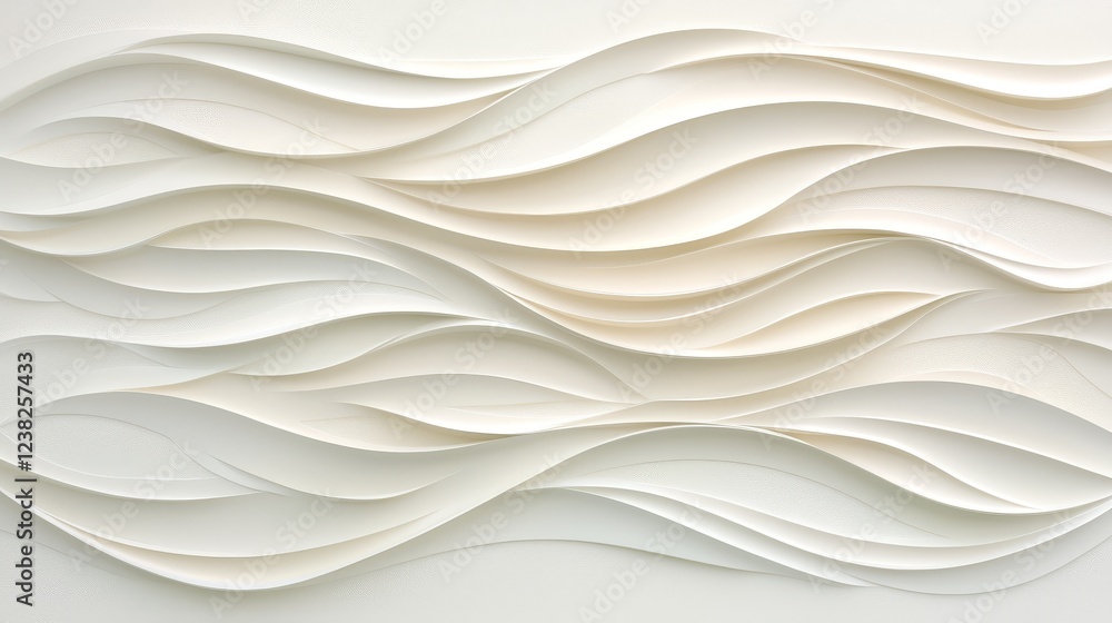 Poster white wall with 3d wave pattern, modern minimalist design and architectural texture