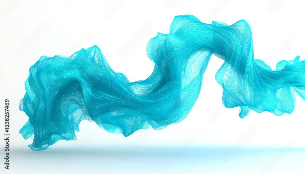 Aufkleber flowing blue ribbon effect abstract digital art dynamic wavy shape 3d render on white background