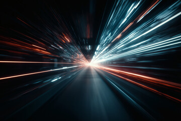 Obraz premium High-speed night journey through city lights.
